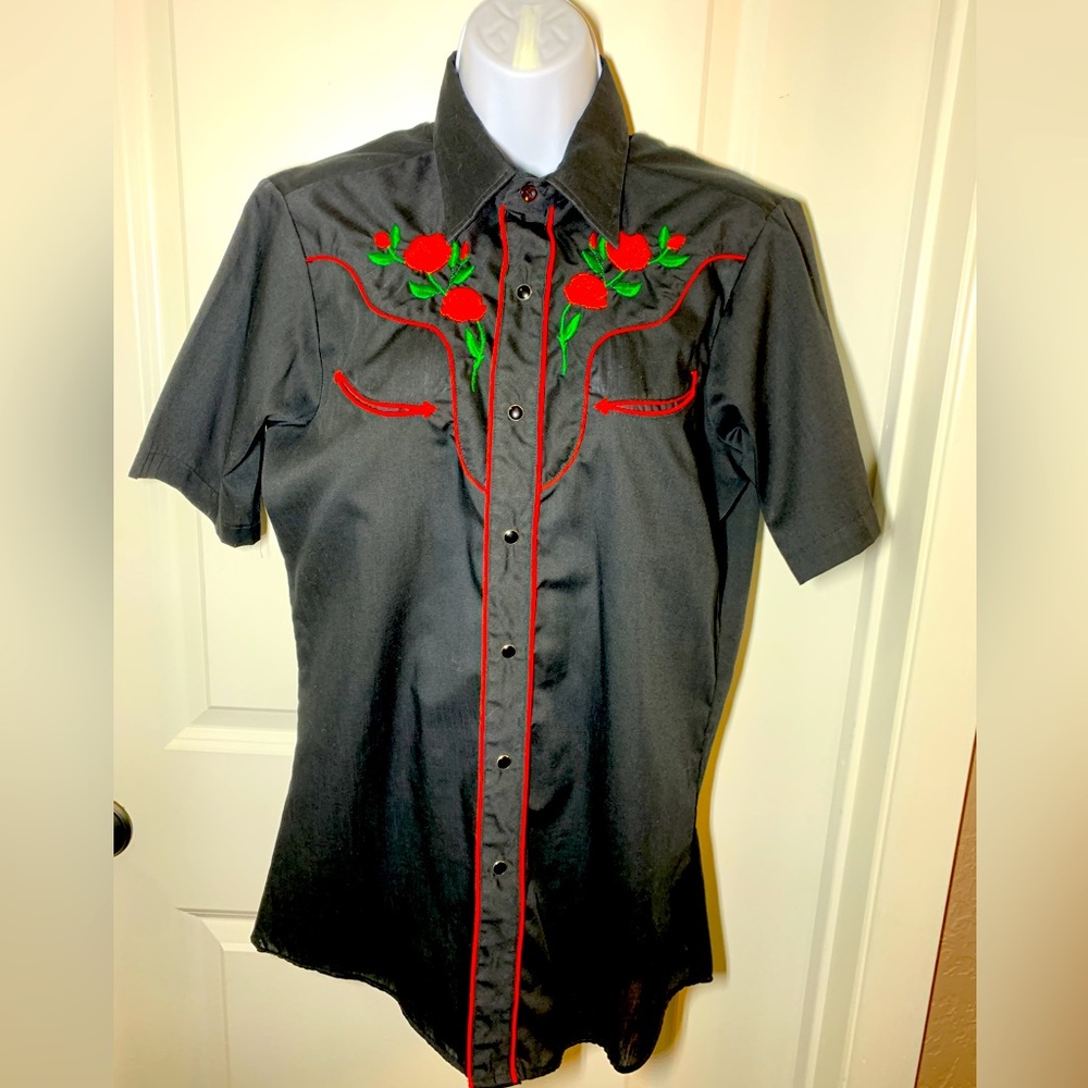 Vintage Ely Plains Rose Embroidered Western Shirt